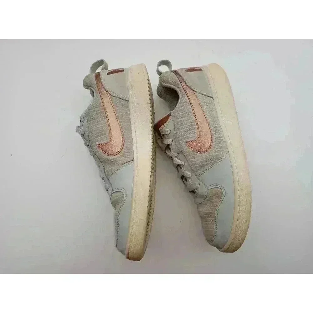 Nike Womens Court Borough Sneakers Shoes Beige 861533-001 Leather Lace Up 8.5